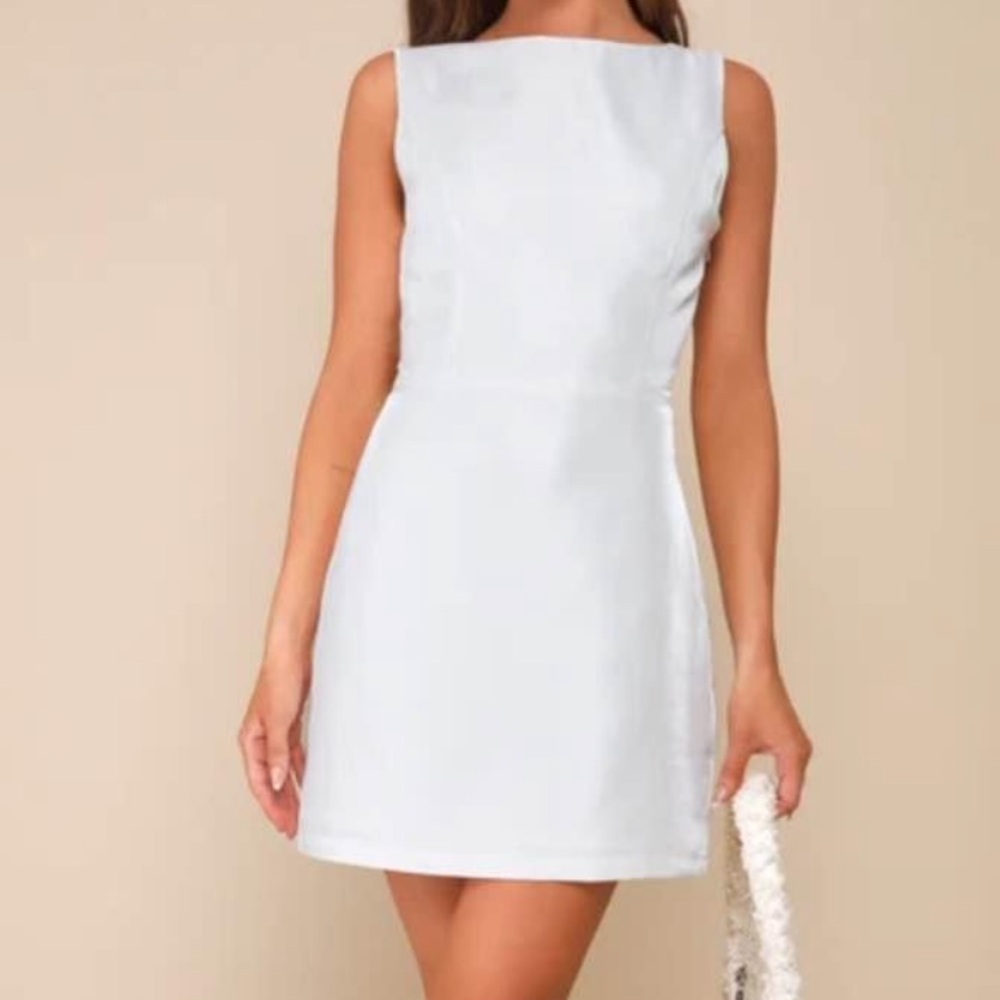 White Sleeveless Backless Mini Dress